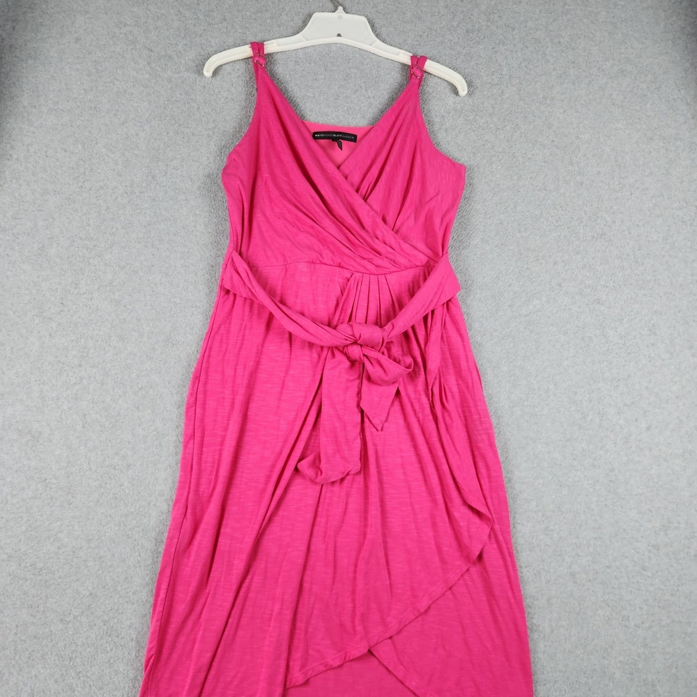 White House Black Market Wrap Dress Womens 6 Pink Tie Waist Adjustable Strap